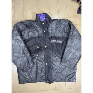 Vintage Luhta Jacket Mens 48 Large Gray Winterspeed‎ Wolf Print Ski Puffer 90s